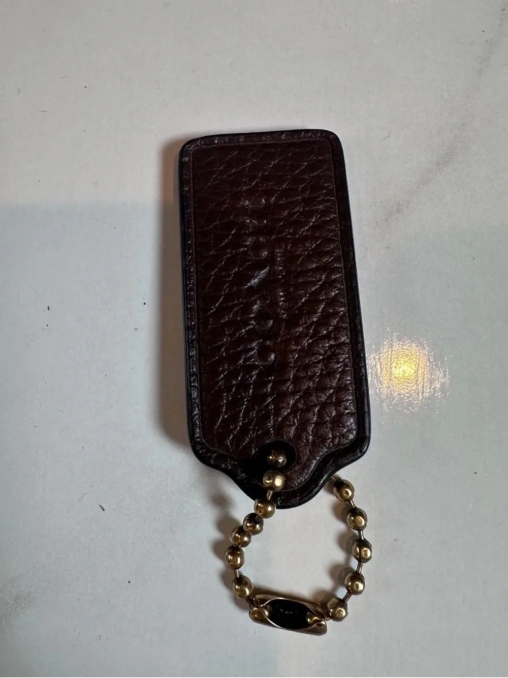 COACH Vintage Style Dark Brown Pebble Leather Purse Handbag Hang Tag Charm